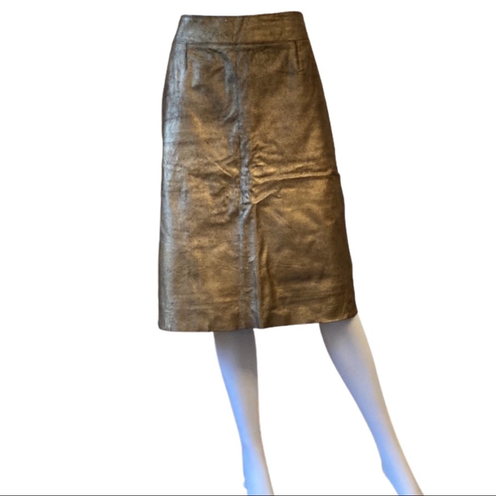 BCBG Gold Leather Skirt 10